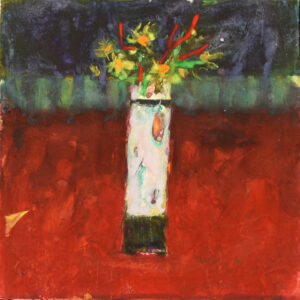 William Selby White Vase On Red